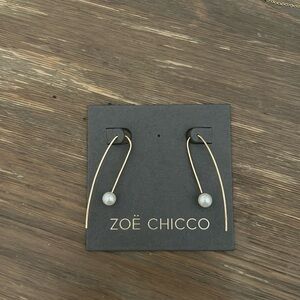 NWT Zoe Chicco 14k Gold Pearl Thread Wire Earrings